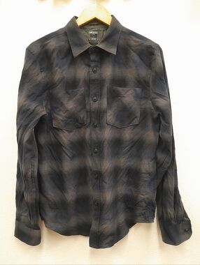 Todd Synder Men's Plaid Flannel Shirt Suede Elbow Patch Size Medium